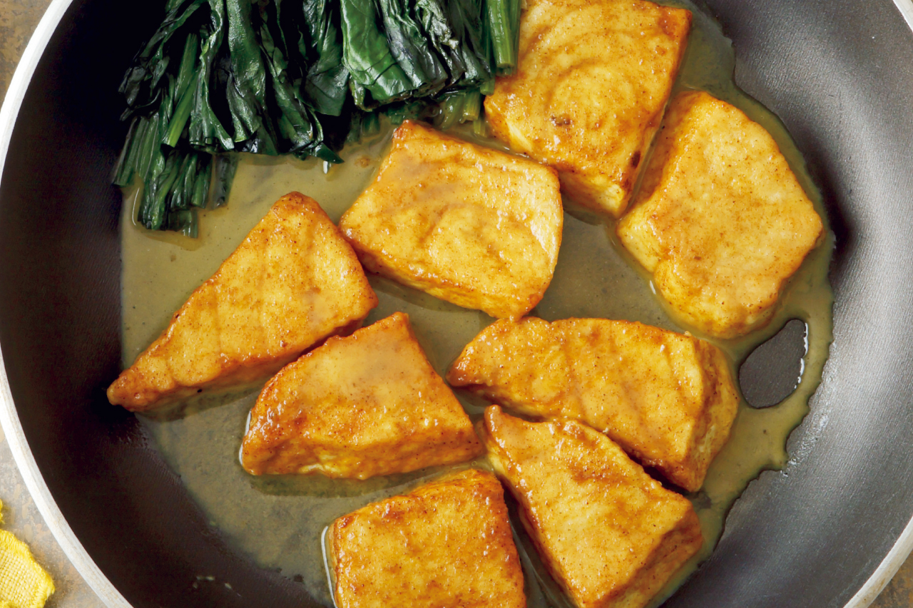 魚のタンパク質が青菜の非ヘム鉄の吸収を促す効果も カジキのカレー蒸し煮 フライパンひとつでok ミネラル不足解消レシピ