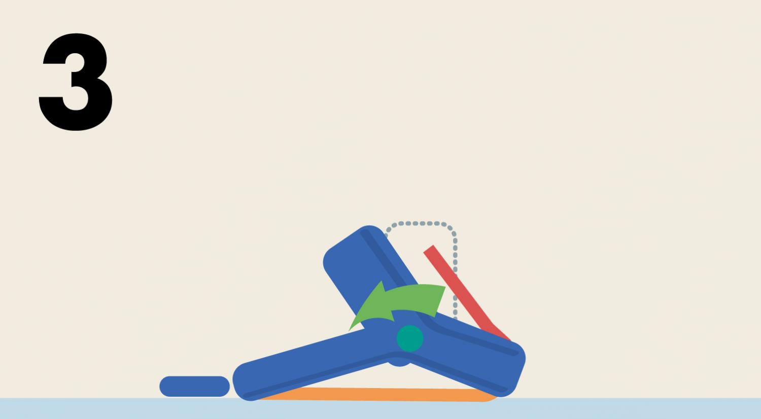 足首を軸に足関節が前に倒れ、アキレス腱が伸びて足底腱膜が引っ張られ、体が前に進みます。