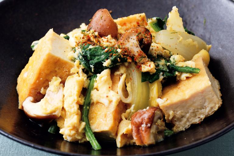 厚揚げは豆腐よりも高タンパク、低糖質「厚揚げと野菜の卵とじ」／Wタンパク質レシピ