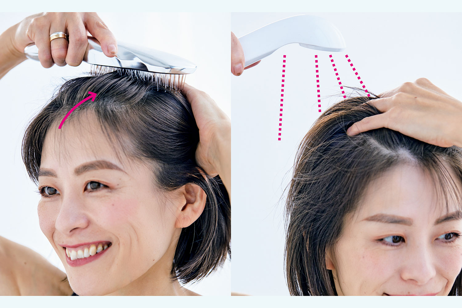 人気美容師・白髪知らずの杉山由夏さん（42）の髪育方法とは／朝晩のブラッシングで頭皮の血流を促します