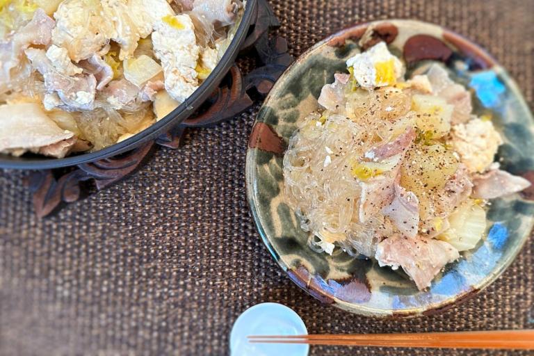 正月太りを解消！白菜と豆腐、豚のあっさり春雨煮込み【鍋ひとつでOK！】