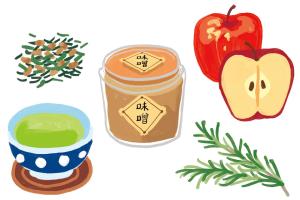 糖化　防ぐ食材　りんご　ローズマリー　味噌　玄米茶
