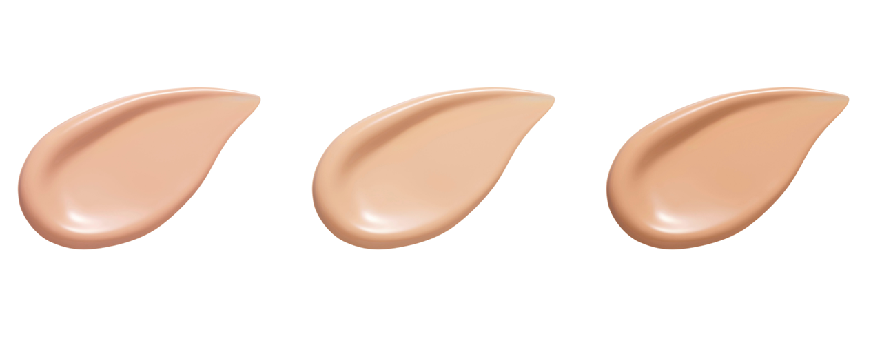 カラーラインアップ 左から01 ピンクベージュ ・ 02 ライトベージュ ・ 03 ミディアムベージュ