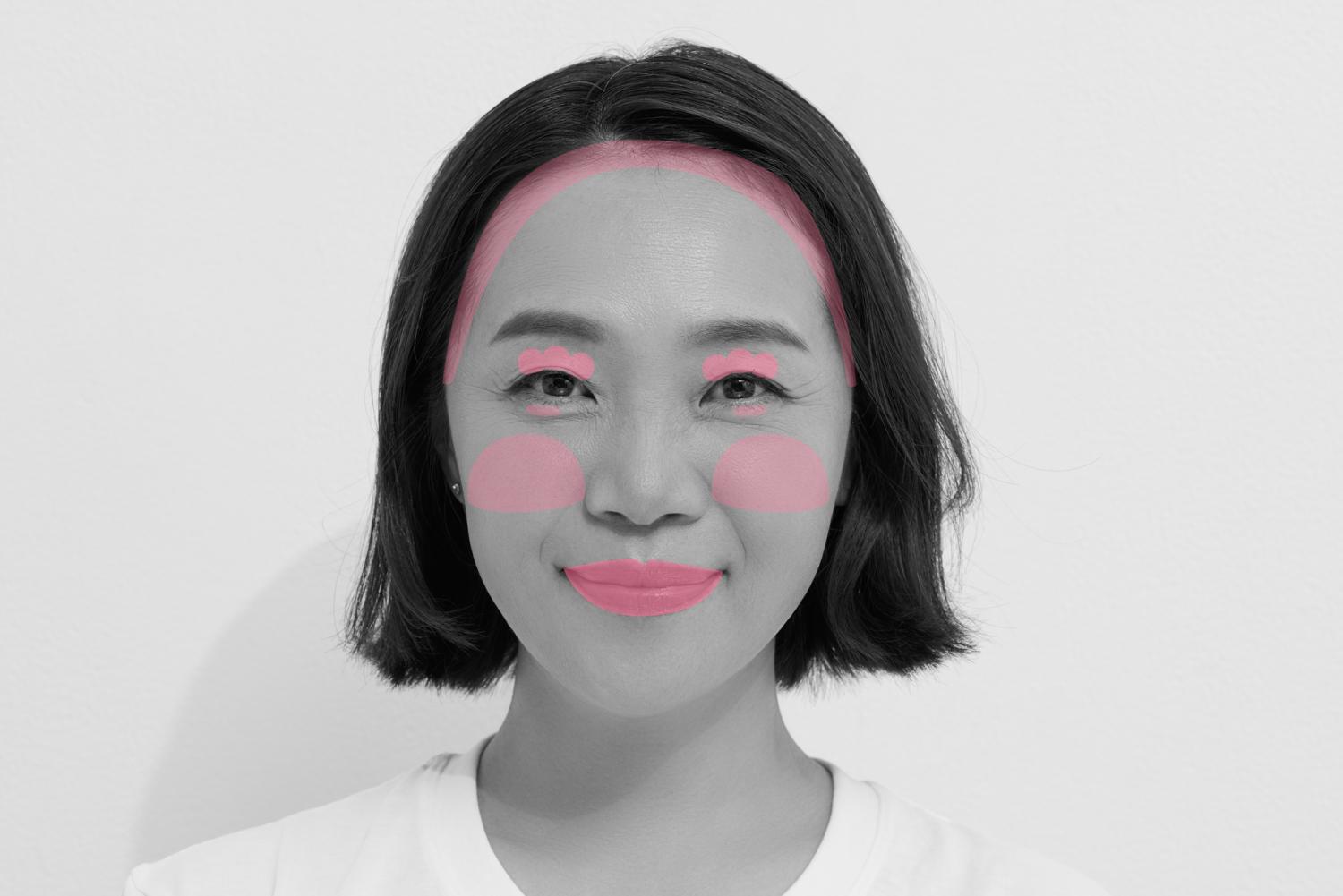 リップ、チーク、目元　モノクロ