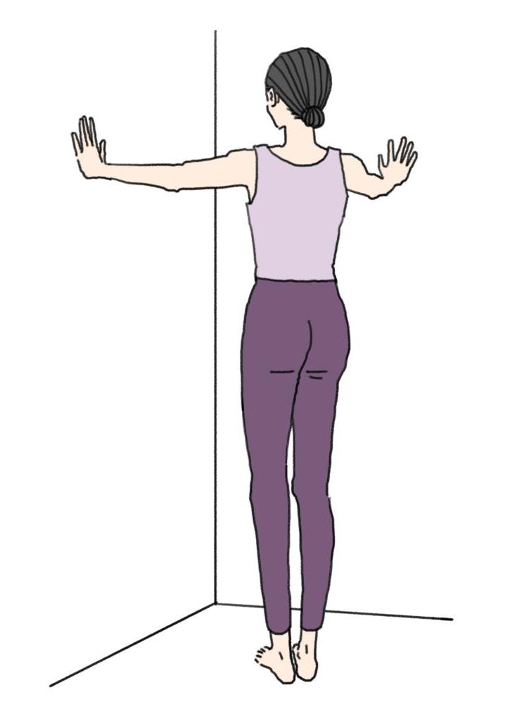 股関節ケア 壁押し3ライン伸ばし スタンバイ